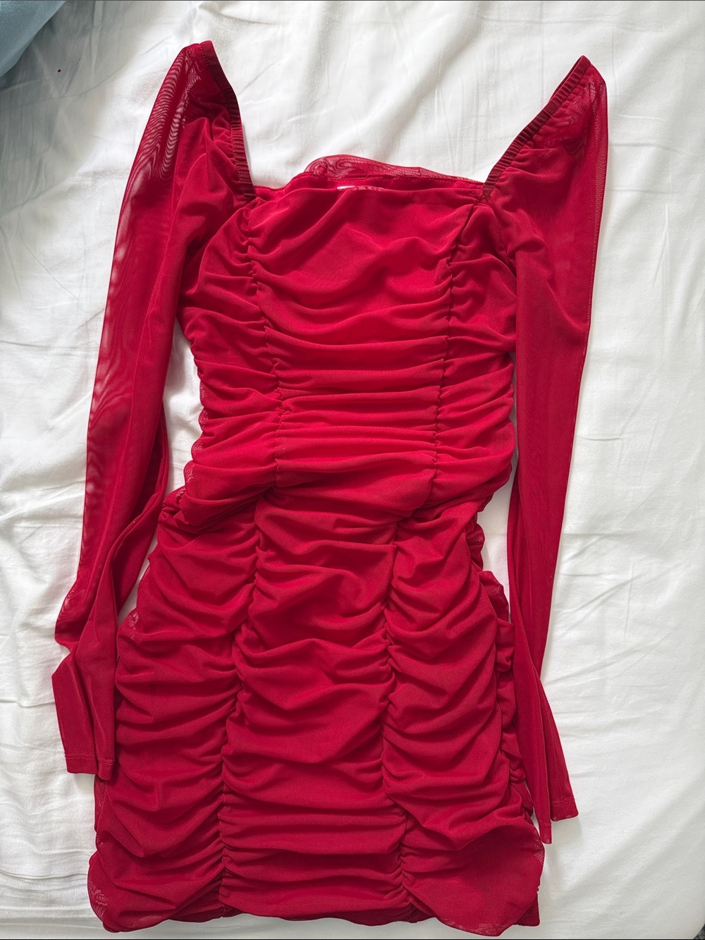 Leith Red Ruched Mini Dress - Picture 3 of 4